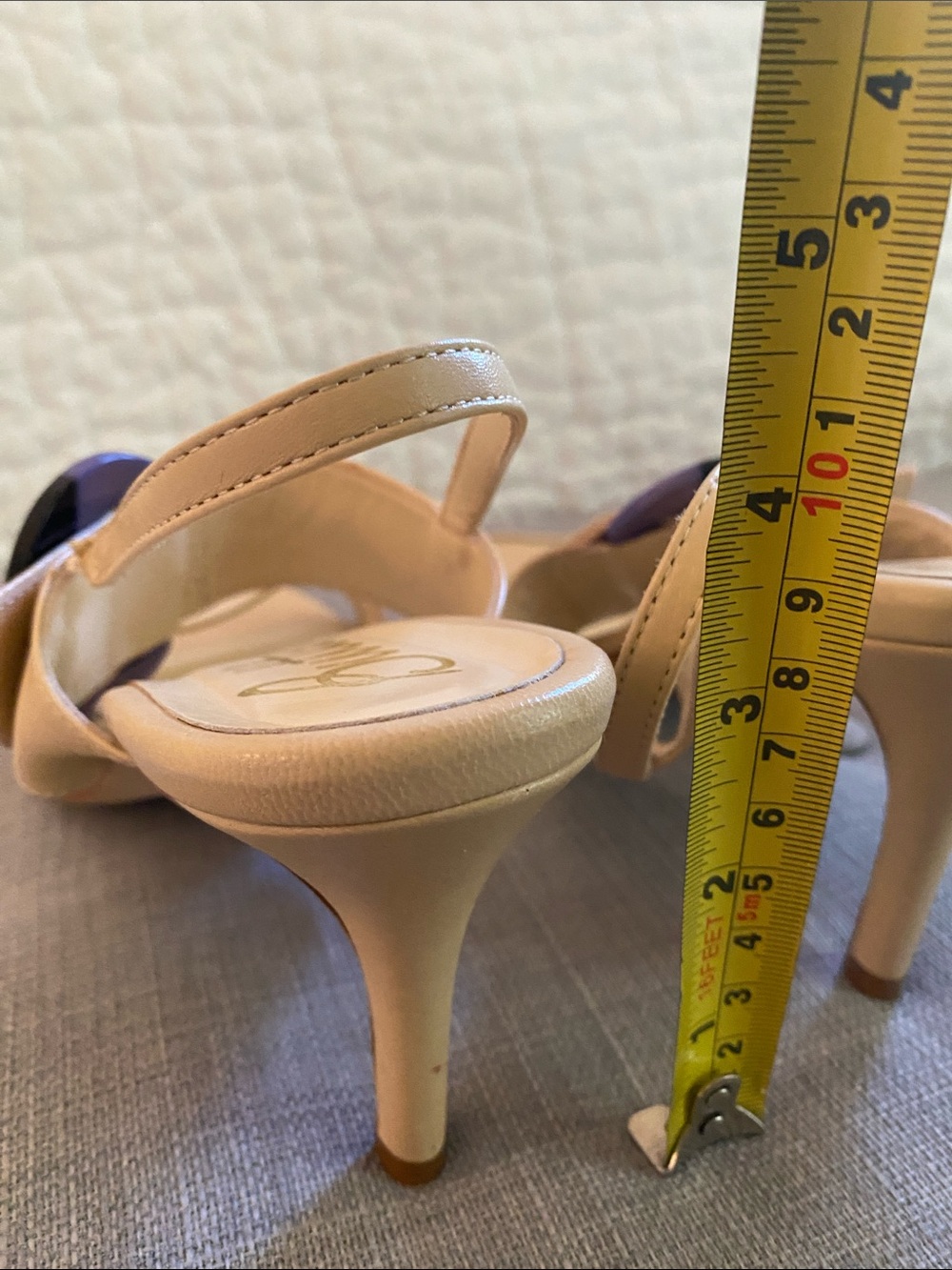 Butter Beige Slingback Sandals with Cream and Navy Accent Buckles - Picture 6 of 6